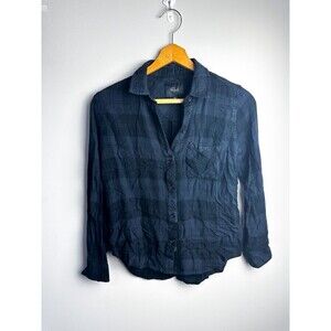 Rails Super Soft Black Blue Button Down Plaid Flannel Womens XS